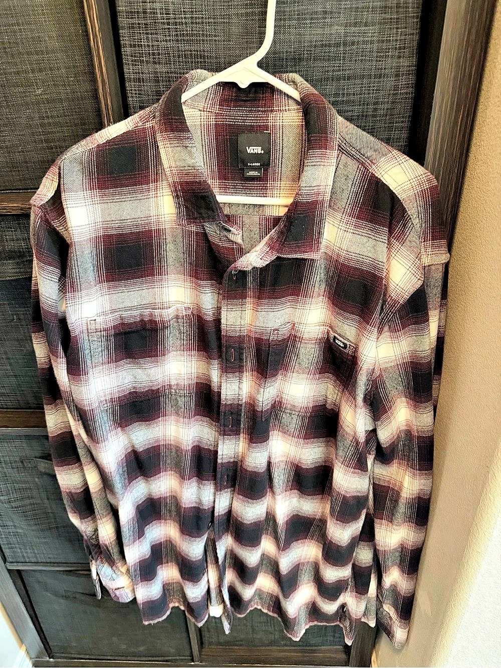 Vans Larkspur Flannel Shirt Plaid Burgundy & White XL